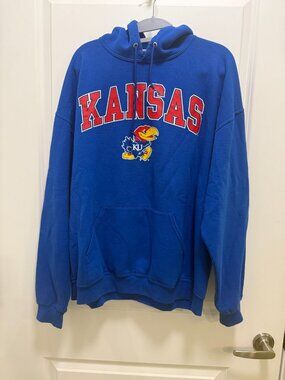 The Victory Kansas Jayhawks Graphic Pullover Hoodie Navy Men's Sz XL